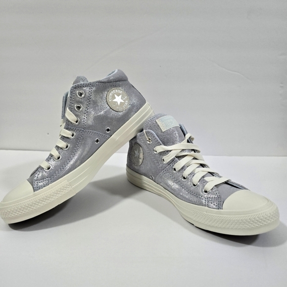 Converse Shoes - Converse Womens  Chuck Taylor All Star Silver Glitter High-Top Sneakers Size 9.5